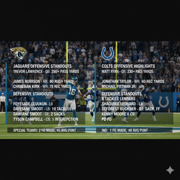 Jacksonville Jaguars vs Colts Match Player Stats