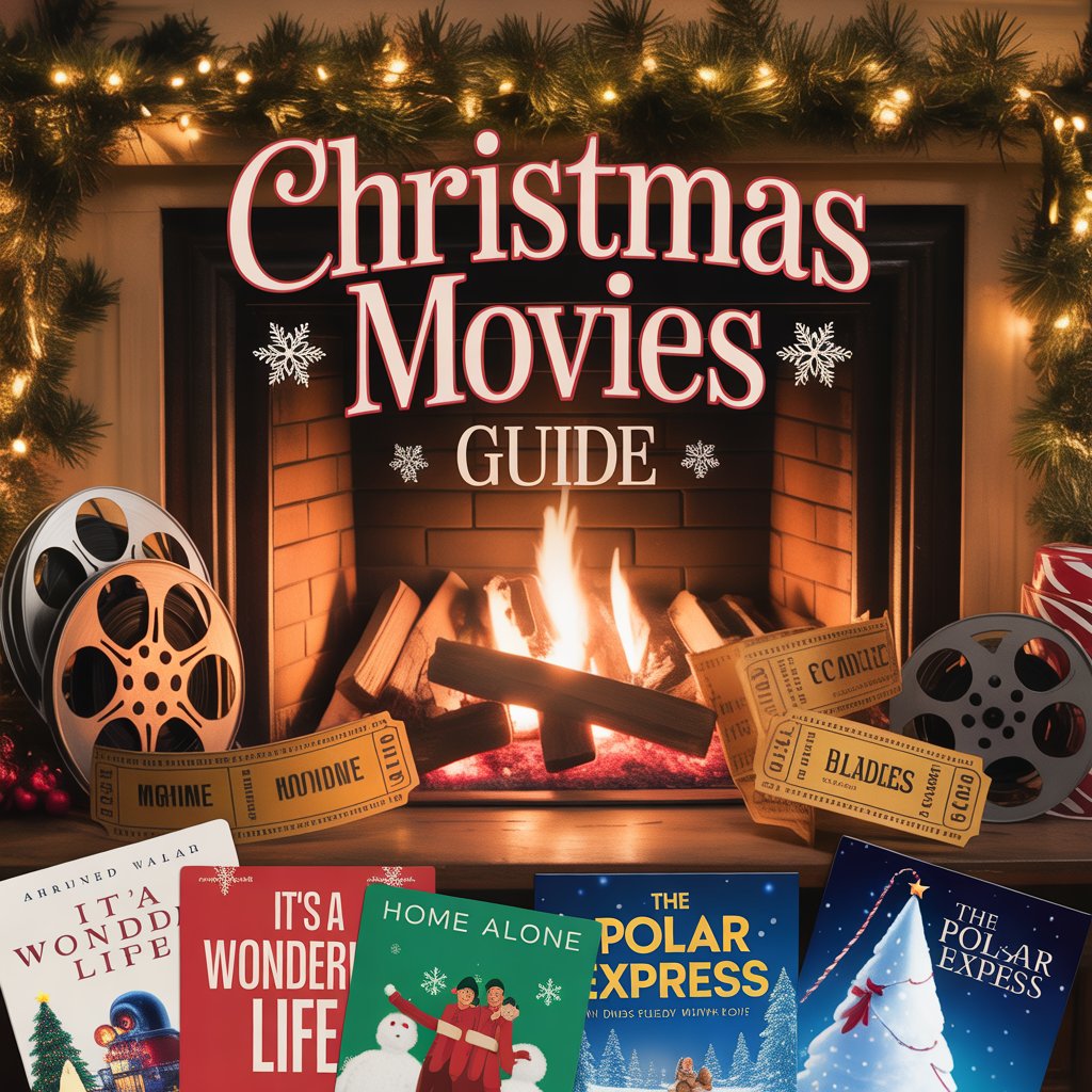 Festive holiday movie guide poster