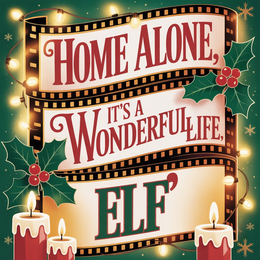 Festive movie guide poster featuring cozy holiday vibes