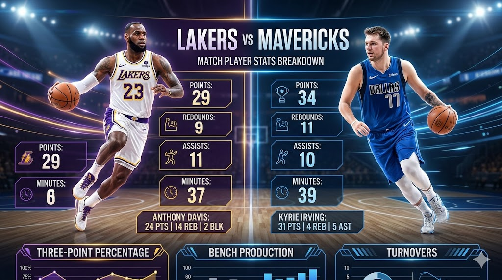 Lakers vs Dallas Mavericks Match Player Stats