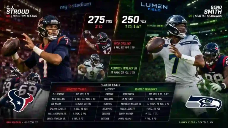 Texans vs Seahawks Match Player Stats