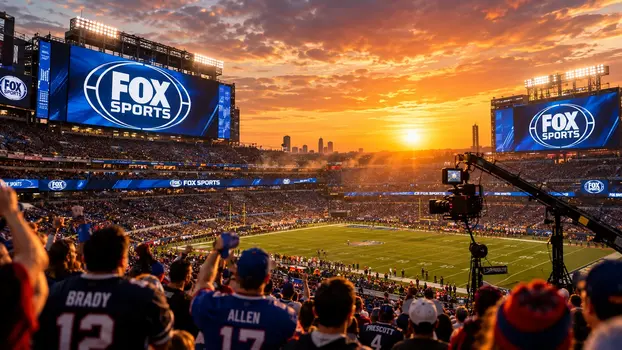 Fox Sports football stadium live broadcast at sunset