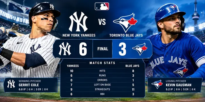 New York Yankees vs Toronto Blue Jays match score and stats